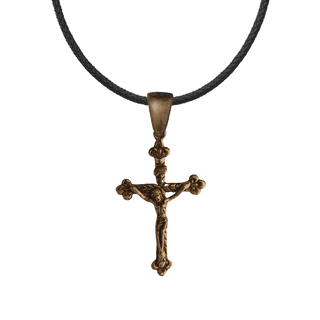 Vintage Bronze Fleur-de-Lis Crucifix