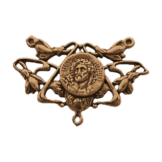 Vintage Bronze Holy Face of Jesus Rosary Center