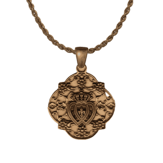 Vintage Bronze Ornate Twin Hearts Medal