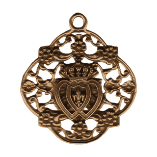 Vintage Bronze Ornate Twin Hearts Medal