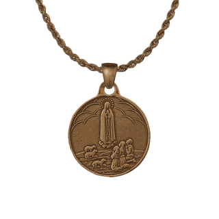 Vintage Bronze Our Lady of Fatima, Pray for Peace Medal