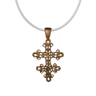 Vintage Bronze Cross of Lorraine, Openwork Filigree