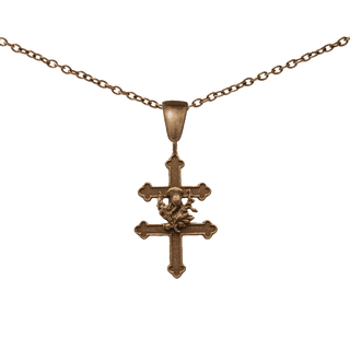 Vintage Bronze Cross of Lorraine with Thistle