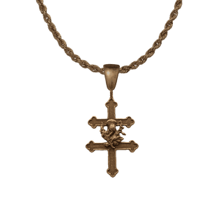 Vintage Bronze Cross of Lorraine with Thistle