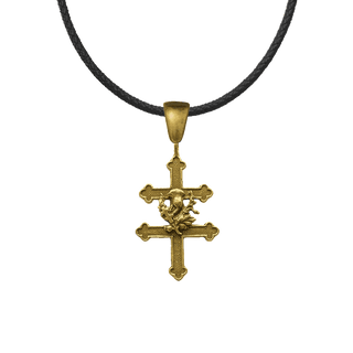 Vintage Yellow Bronze Cross of Lorraine with Thistle
