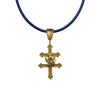 Vintage Yellow Bronze Cross of Lorraine with Thistle