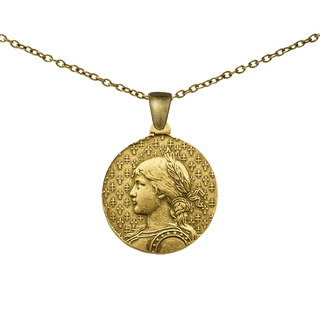 Vintage Yellow Bronze St. Joan of Arc Medal, Large