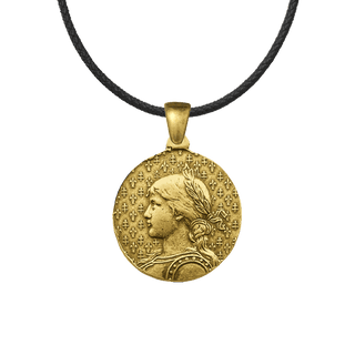 Vintage Yellow Bronze St. Joan of Arc Medal, Large