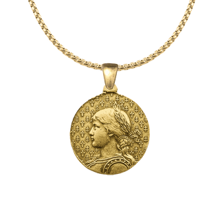 Vintage Yellow Bronze St. Joan of Arc Medal, Large