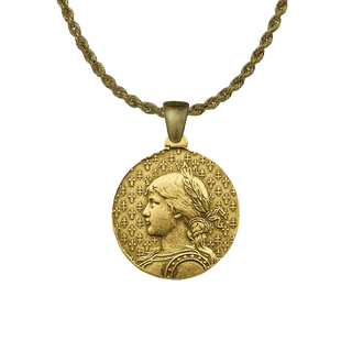 Vintage Yellow Bronze St. Joan of Arc Medal, Large