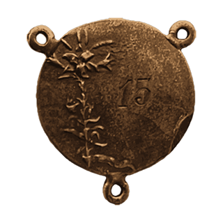 Vintage Bronze St. Cecilia Ornate Rosary Center — reverse