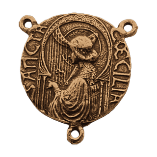 Vintage Bronze St. Cecilia Ornate Rosary Center