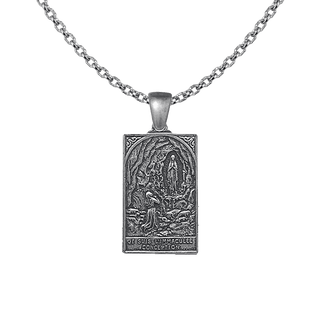 Vintage White Bronze I Am the Immaculate Conception Plaque Medal