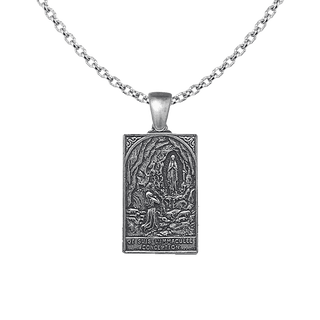 Vintage White Bronze I Am the Immaculate Conception Plaque Medal