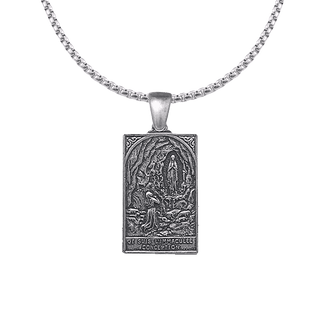 Vintage White Bronze I Am the Immaculate Conception Plaque Medal