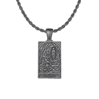 Vintage White Bronze I Am the Immaculate Conception Plaque Medal