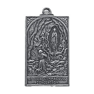 Vintage White Bronze I Am the Immaculate Conception Plaque Medal