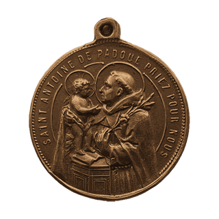 Vintage Bronze St. Hubert and St. Anthony of Padua Medal — reverse