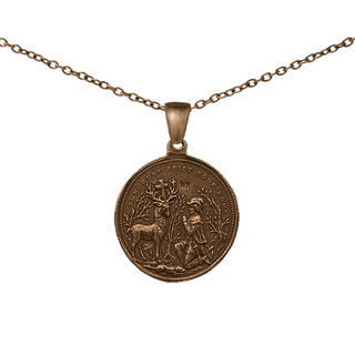 Vintage Bronze St. Hubert and St. Anthony of Padua Medal