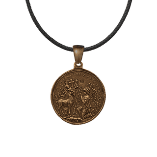 Vintage Bronze St. Hubert and St. Anthony of Padua Medal