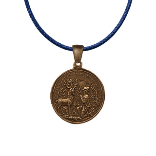 Vintage Bronze St. Hubert and St. Anthony of Padua Medal