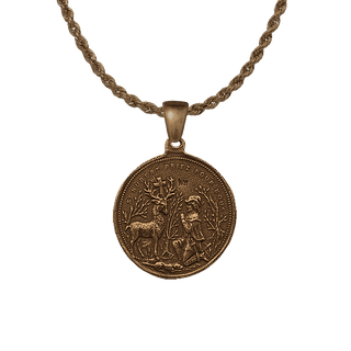 Vintage Bronze St. Hubert and St. Anthony of Padua Medal
