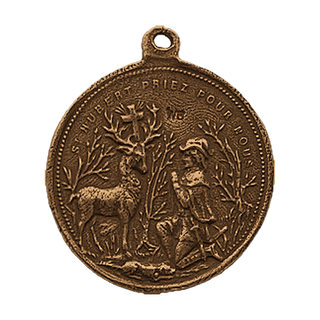 Vintage Bronze St. Hubert and St. Anthony of Padua Medal