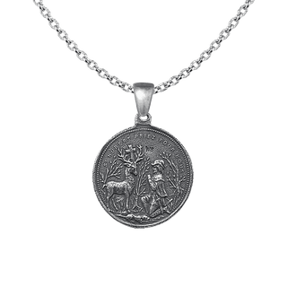 Vintage White Bronze St. Hubert and St. Anthony of Padua Medal