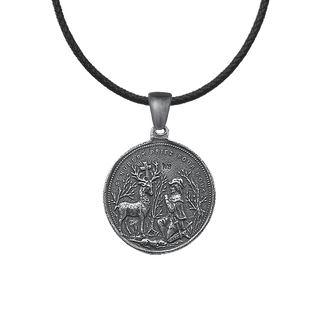 Vintage White Bronze St. Hubert and St. Anthony of Padua Medal