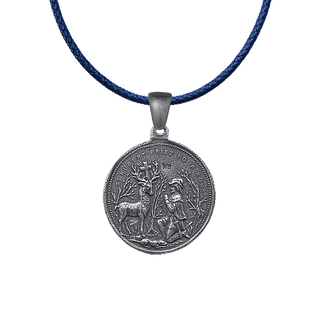 Vintage White Bronze St. Hubert and St. Anthony of Padua Medal