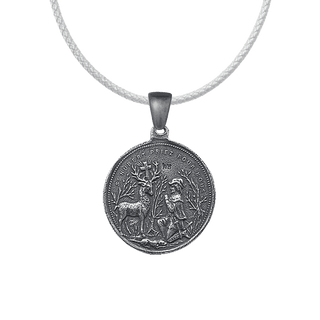 Vintage White Bronze St. Hubert and St. Anthony of Padua Medal