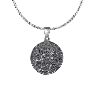 Vintage White Bronze St. Hubert and St. Anthony of Padua Medal