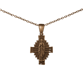 Vintage Bronze Radiant Cross with the Praying Virgin