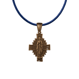 Vintage Bronze Radiant Cross with the Praying Virgin