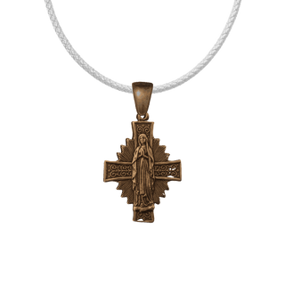 Vintage Bronze Radiant Cross with the Praying Virgin