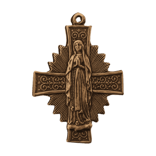 Vintage Bronze Radiant Cross with the Praying Virgin