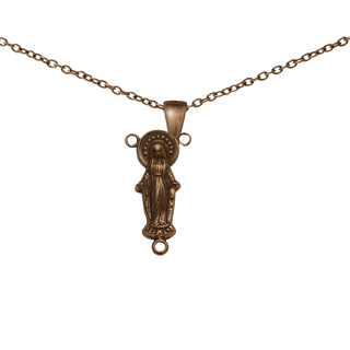 Vintage Bronze Our Lady of Grace Figural Rosary Center
