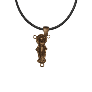 Vintage Bronze Our Lady of Grace Figural Rosary Center