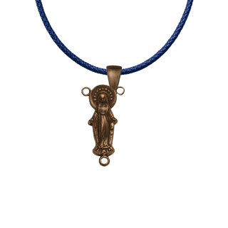 Vintage Bronze Our Lady of Grace Figural Rosary Center