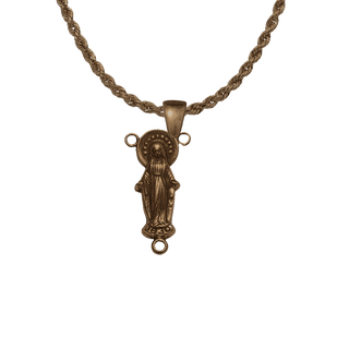 Vintage Bronze Our Lady of Grace Figural Rosary Center