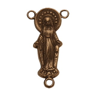 Vintage Bronze Our Lady of Grace Figural Rosary Center
