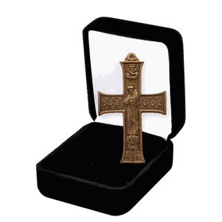 Vintage Bronze Art Nouveau St. Francis Blessing Cross