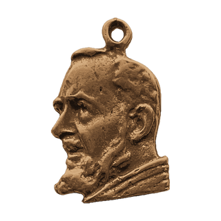 Vintage Bronze Padre Pio Figural Profile Medal