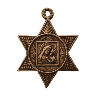 Vintage Bronze Our Lady of Good Counsel and St. Rita Star Medal