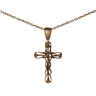 Vintage Bronze Art Nouveau Lily Crucifix