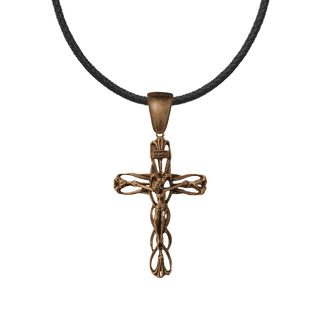 Vintage Bronze Art Nouveau Lily Crucifix