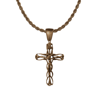 Vintage Bronze Art Nouveau Lily Crucifix