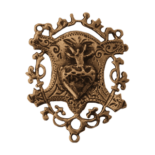 Vintage Bronze Lacy Sacred Heart Rosary Center