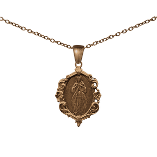 Vintage Bronze Divine Mercy Medal, Jesus I Trust in You