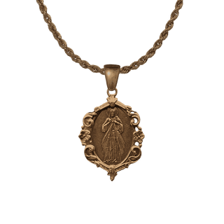 Vintage Bronze Divine Mercy Medal, Jesus I Trust in You